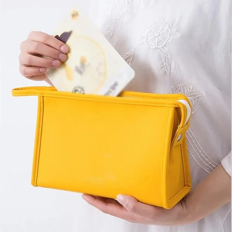 Small PU Leather Cosmetic Pouch Everyday Makeup Clutch Bag view 2 - Nexusmart Pakistan