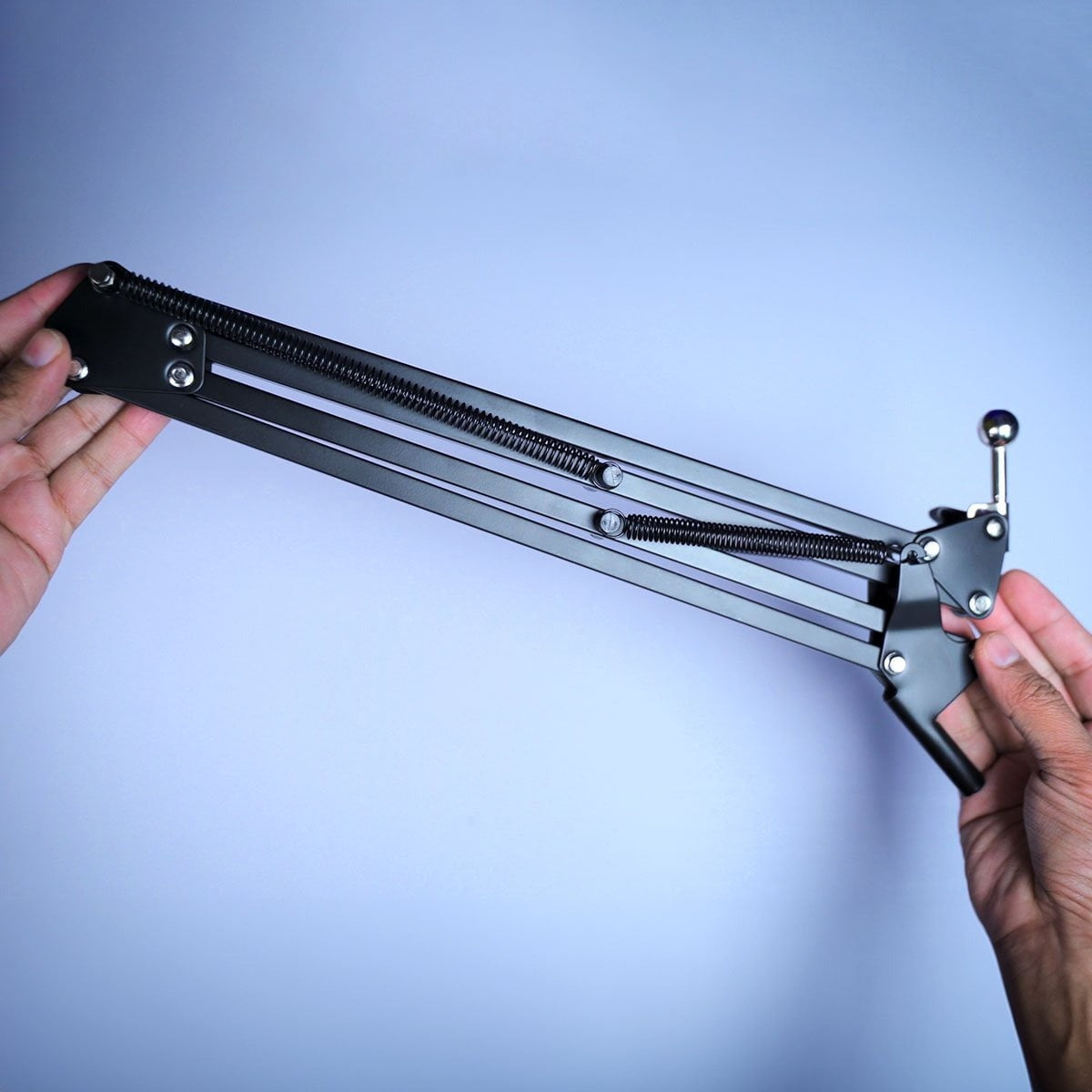 Adjustable Microphone Scissor Arm Stand with Phone Holder & Desk Clamp