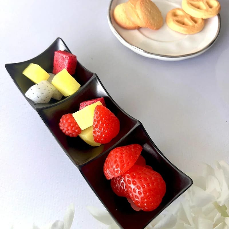 3-Compartment Dip Sauce Tray – Snack & Condiment Serving Dish