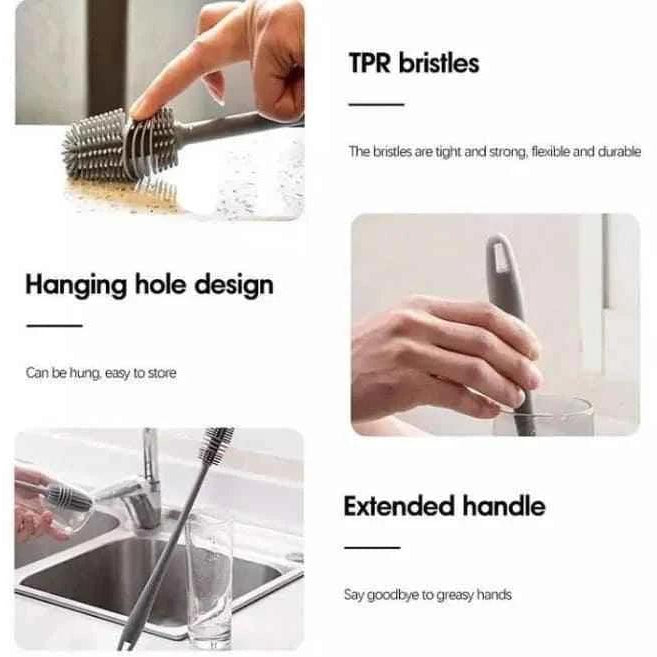 Bottle Cleaning Brush with Rubber TPR Bristles for Deep Cleaning