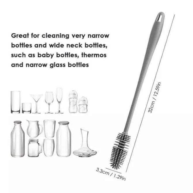 Bottle Cleaning Brush with Rubber TPR Bristles for Deep Cleaning