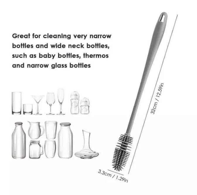 Bottle Cleaning Brush with Rubber TPR Bristles for Deep Cleaning
