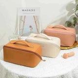 Classy Leather Cosmetic Bag, Portable Makeup Pouch for Travel