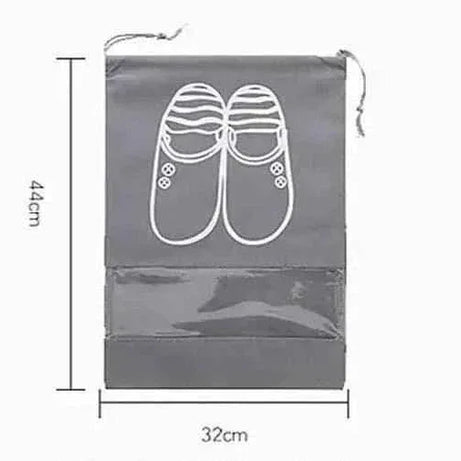 10 Travel Shoe Pouches Grey Fabric Dustproof - 10 Pieces