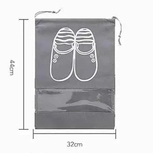 10 Travel Shoe Pouches Grey Fabric Dustproof - 10 Pieces