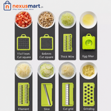 14 Pcs Vegetable Slicer & Dicer with Container, Drain Basket & Multiple Cutting Blades