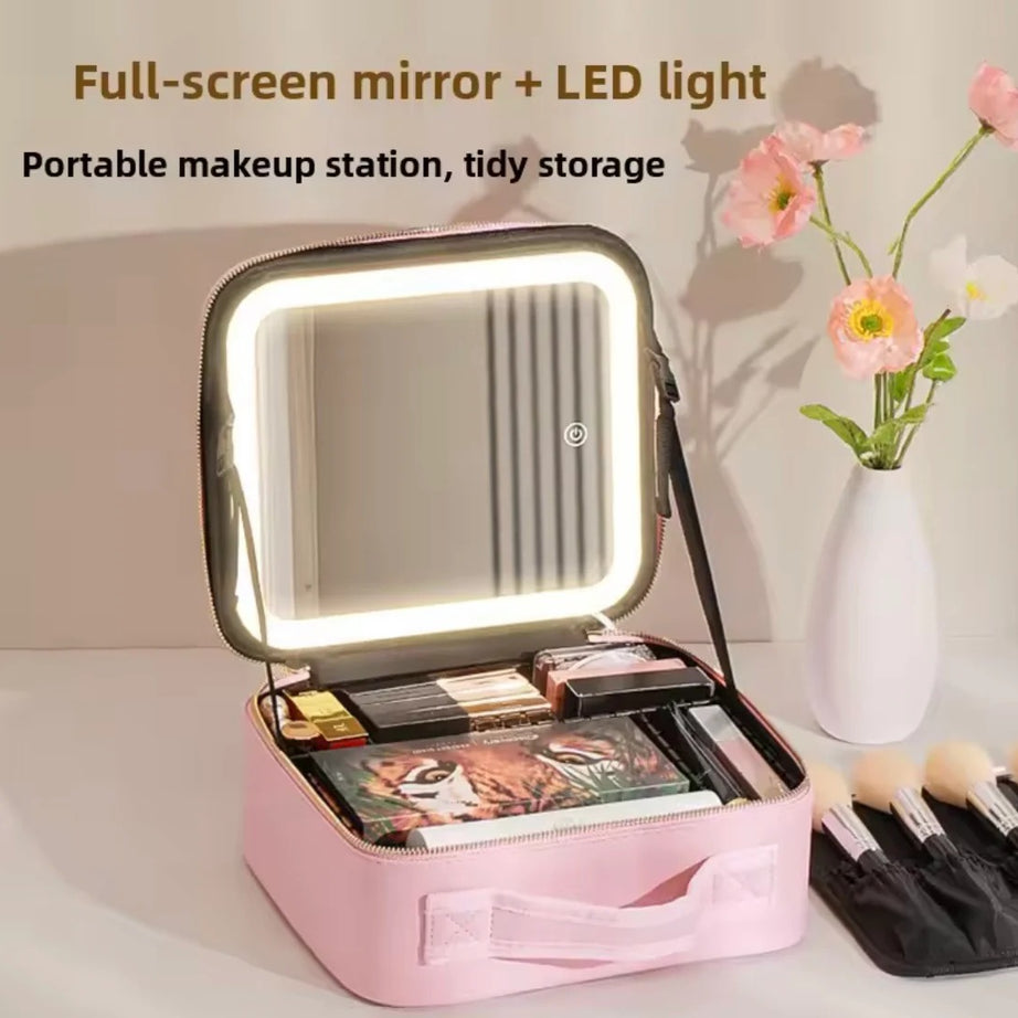 Smart LED Makeup Organizer Bag with Lighted Mirror view 5 - Nexusmart Pakistan