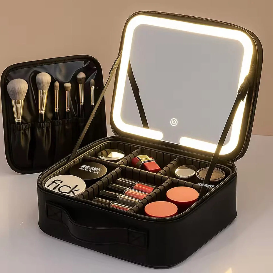 Smart LED Makeup Organizer Bag with Lighted Mirror view 6 - Nexusmart Pakistan