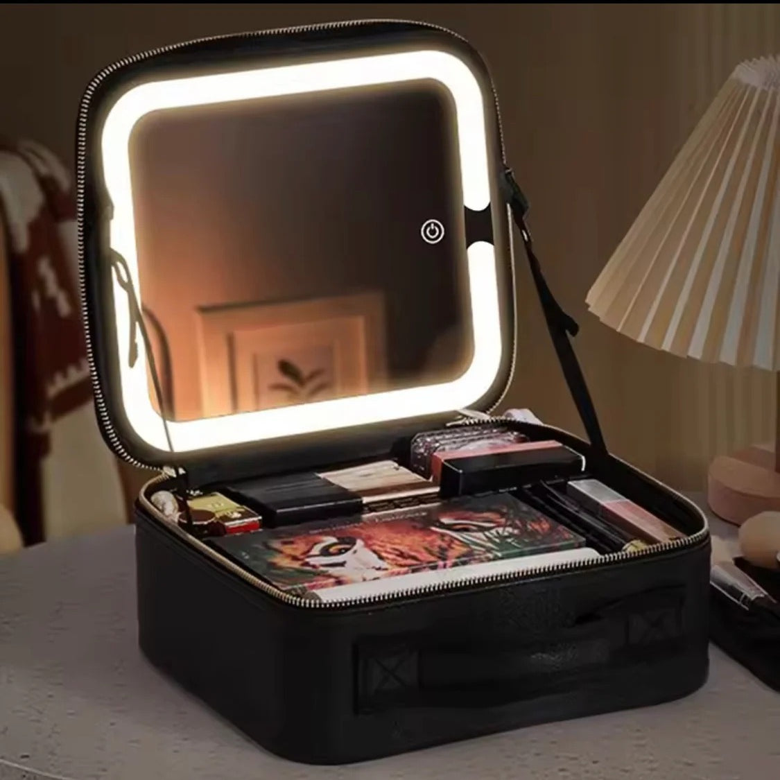 Smart LED Makeup Organizer Bag with Lighted Mirror product image - Nexusmart Pakistan