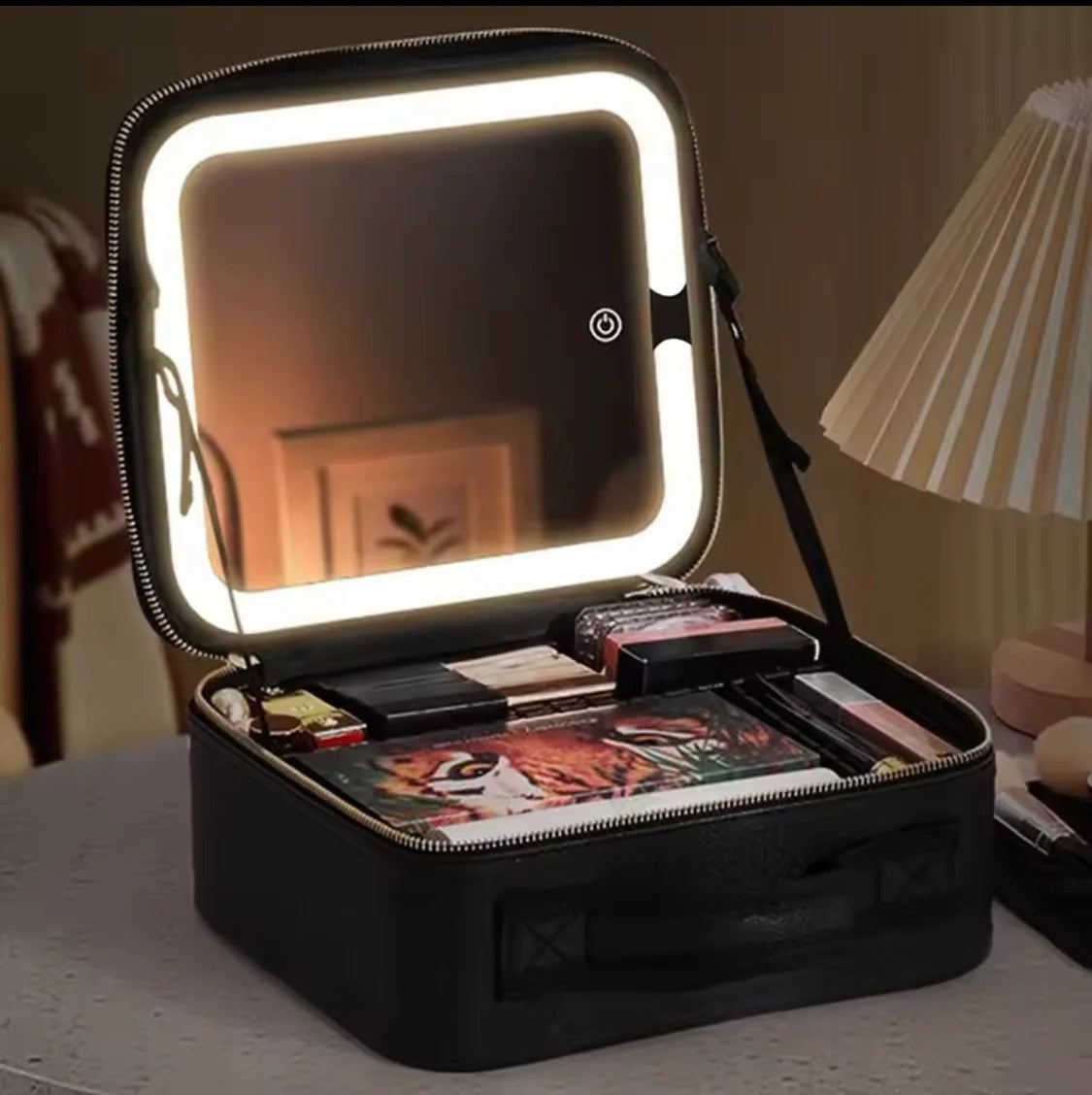 Smart LED Makeup Organizer Bag with Lighted Mirror product image - Nexusmart Pakistan