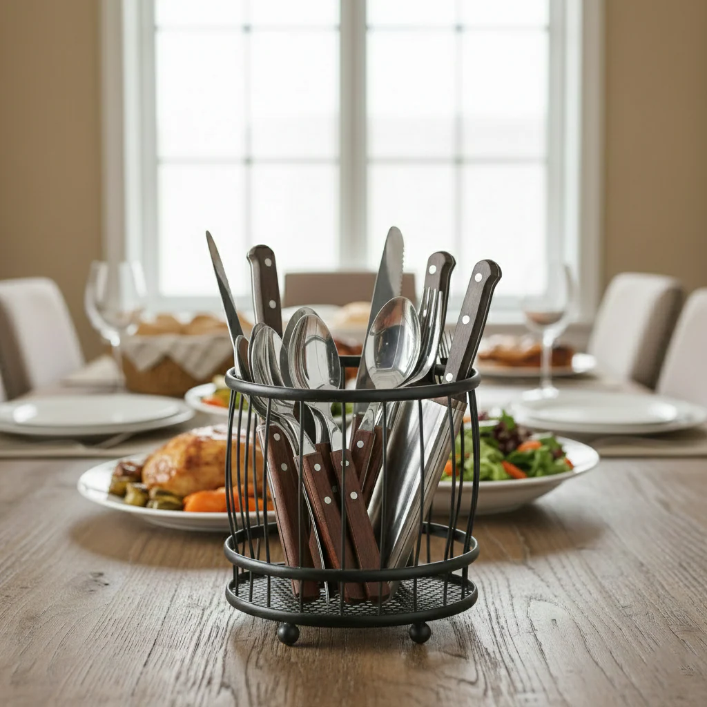 Metal Wire Cutlery Caddy Kitchen Utensil & Stationery Holder view 2 - Nexusmart Pakistan
