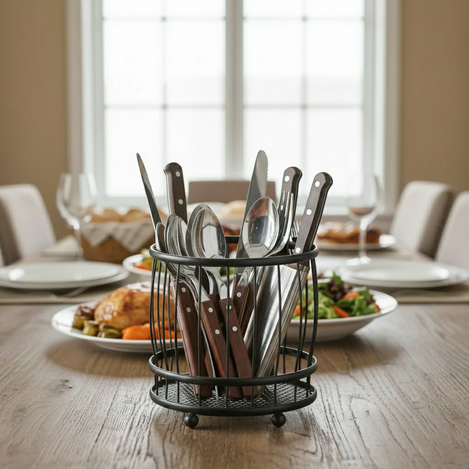 Metal Wire Cutlery Caddy Kitchen Utensil & Stationery Holder view 2 - Nexusmart Pakistan