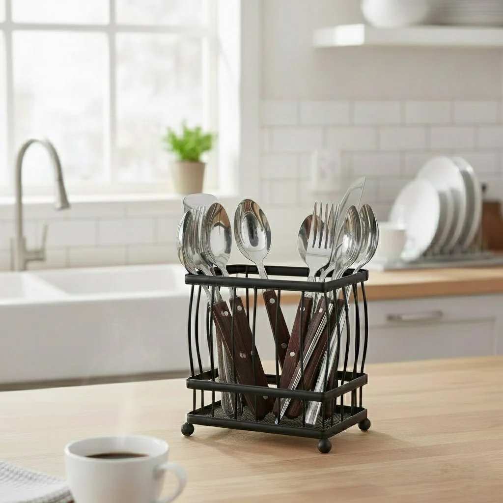 Metal Wire Cutlery Caddy Kitchen Utensil & Stationery Holder view 8 - Nexusmart Pakistan
