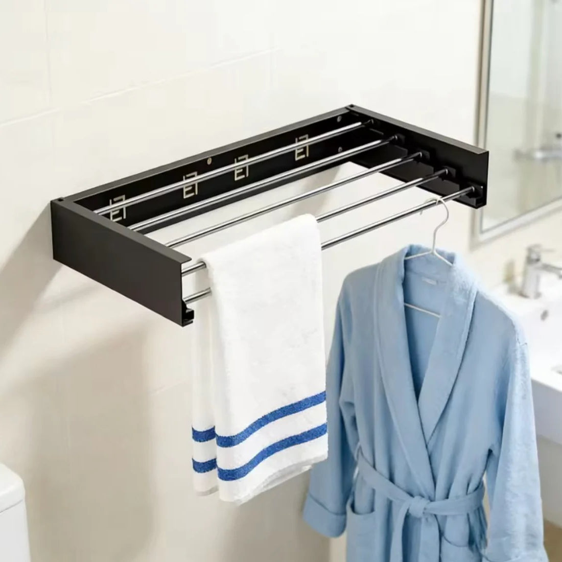Wall Mounted Foldable Clothes Rack 80CM Bathroom Accessories product image - Nexusmart Pakistan