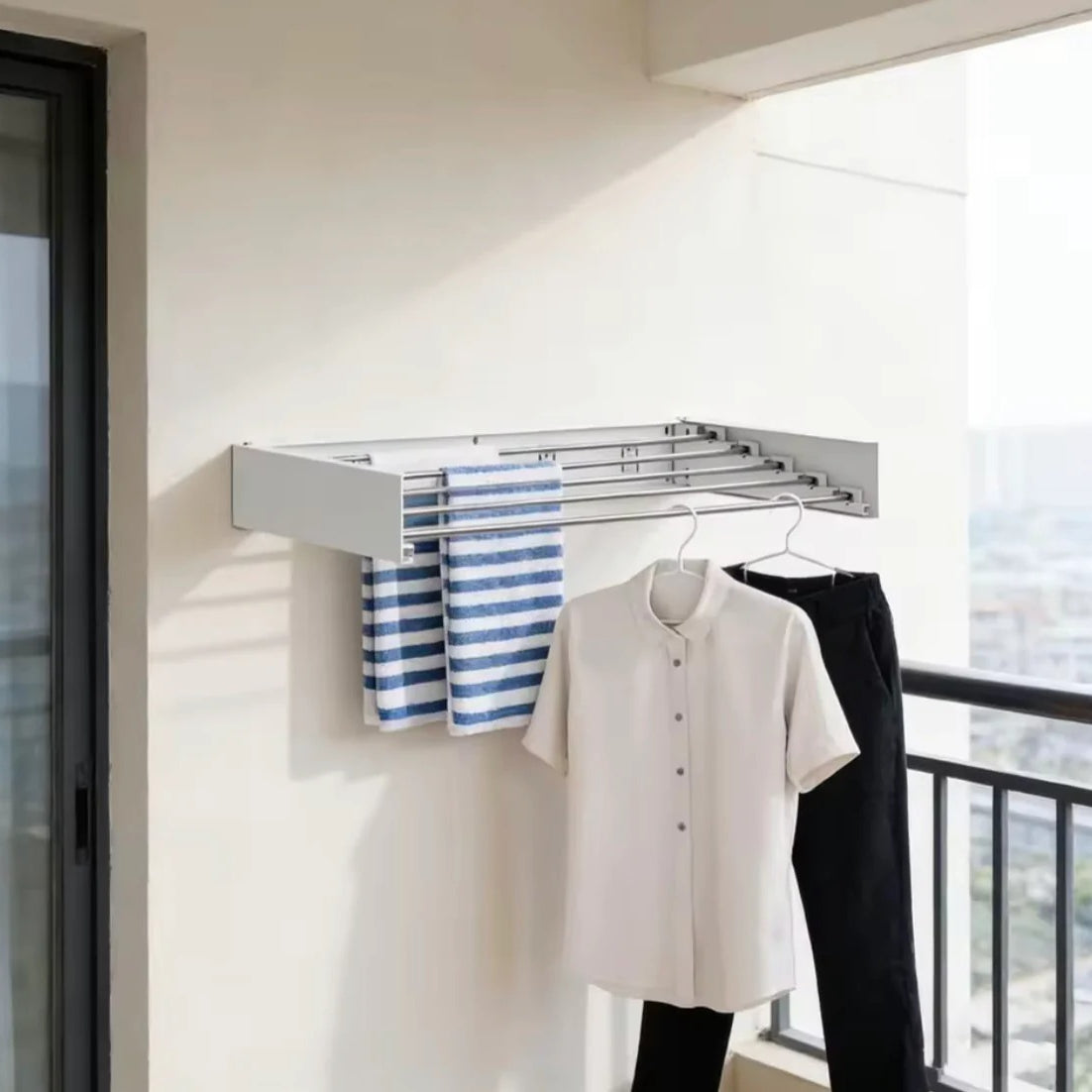 Wall Mounted Foldable Clothes Rack 80CM Bathroom Accessories view 8 - Nexusmart Pakistan