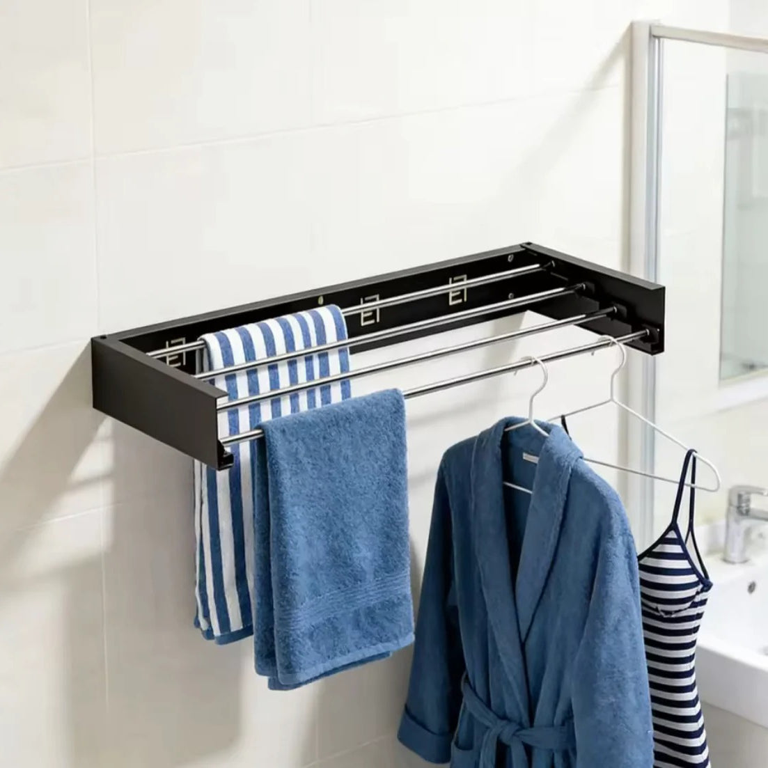 Wall Mounted Foldable Clothes Rack 80CM Bathroom Accessories view 9 - Nexusmart Pakistan
