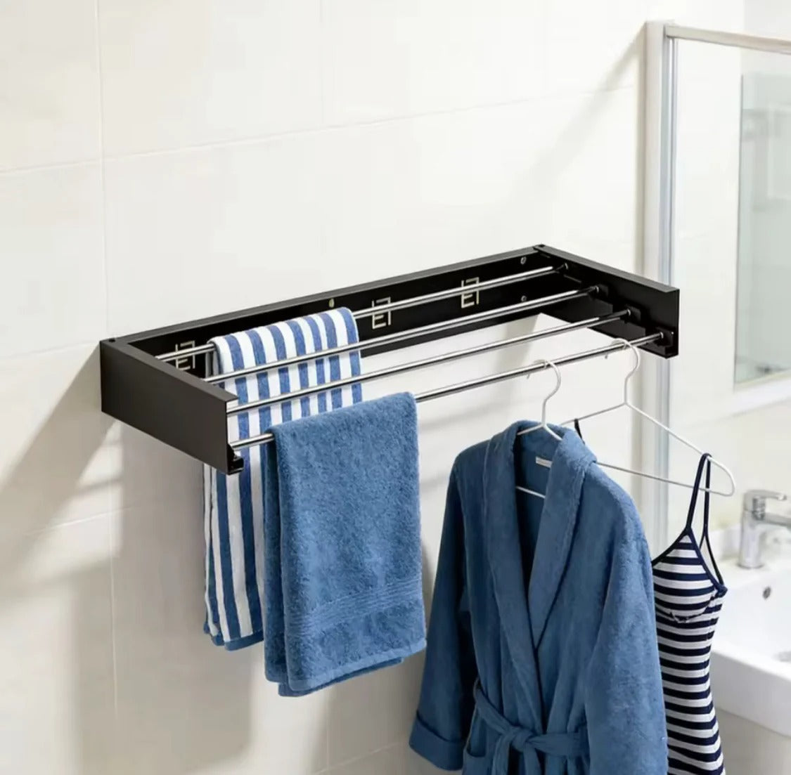 Wall Mounted Foldable Clothes Rack 80CM Bathroom Accessories view 9 - Nexusmart Pakistan