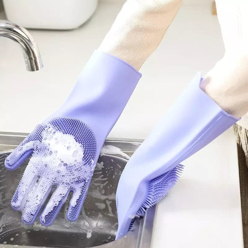 Magic Silicone Washing Gloves Pair Cleaning & Laundry view 7 - Nexusmart Pakistan