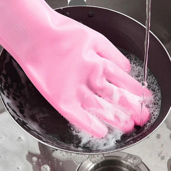 Magic Silicone Washing Gloves Pair Cleaning & Laundry view 8 - Nexusmart Pakistan