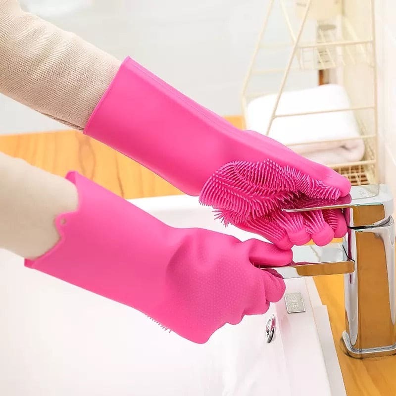 Magic Silicone Washing Gloves Pair Cleaning & Laundry view 9 - Nexusmart Pakistan