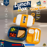 YUMBOX 3-Compartment Kids Lunch Box with Spoon & Fork – Secure Lock Bento Box