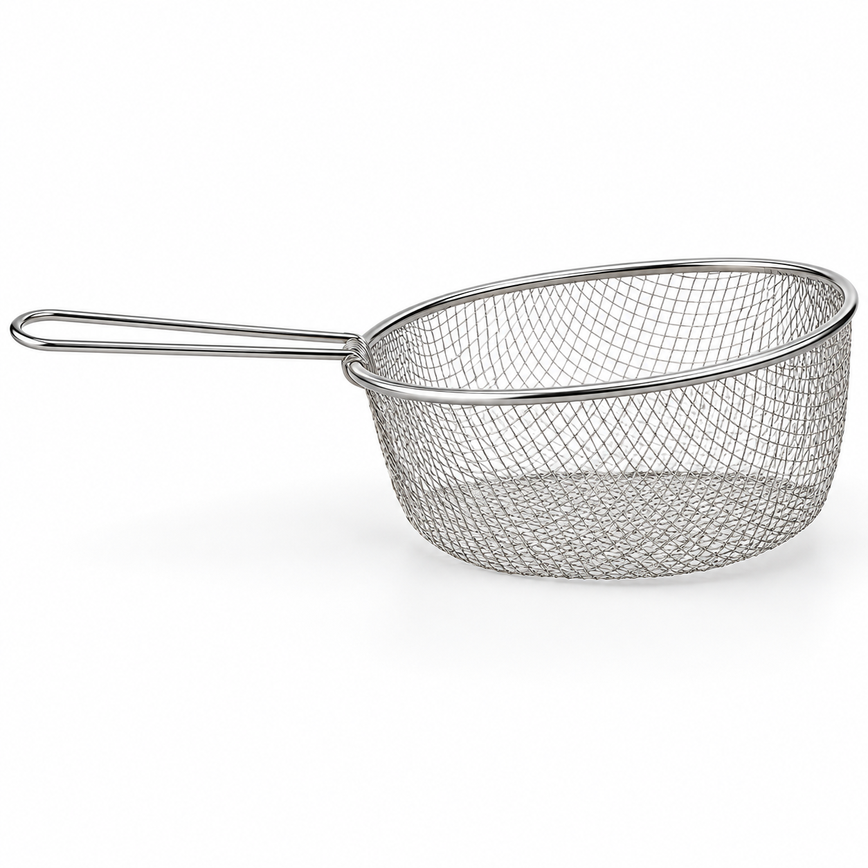 Round Stainless Steel Fryer Basket with Handle – Deep Wire Strainer