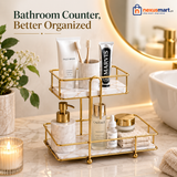Matrix Square Rectangle 2-Tier Golden Vanity Stand – Countertop Organizer