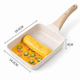 Square Ceramic Non-Stick Frying Pan with Wooden Handle – Omelette & Tamagoyaki Pan