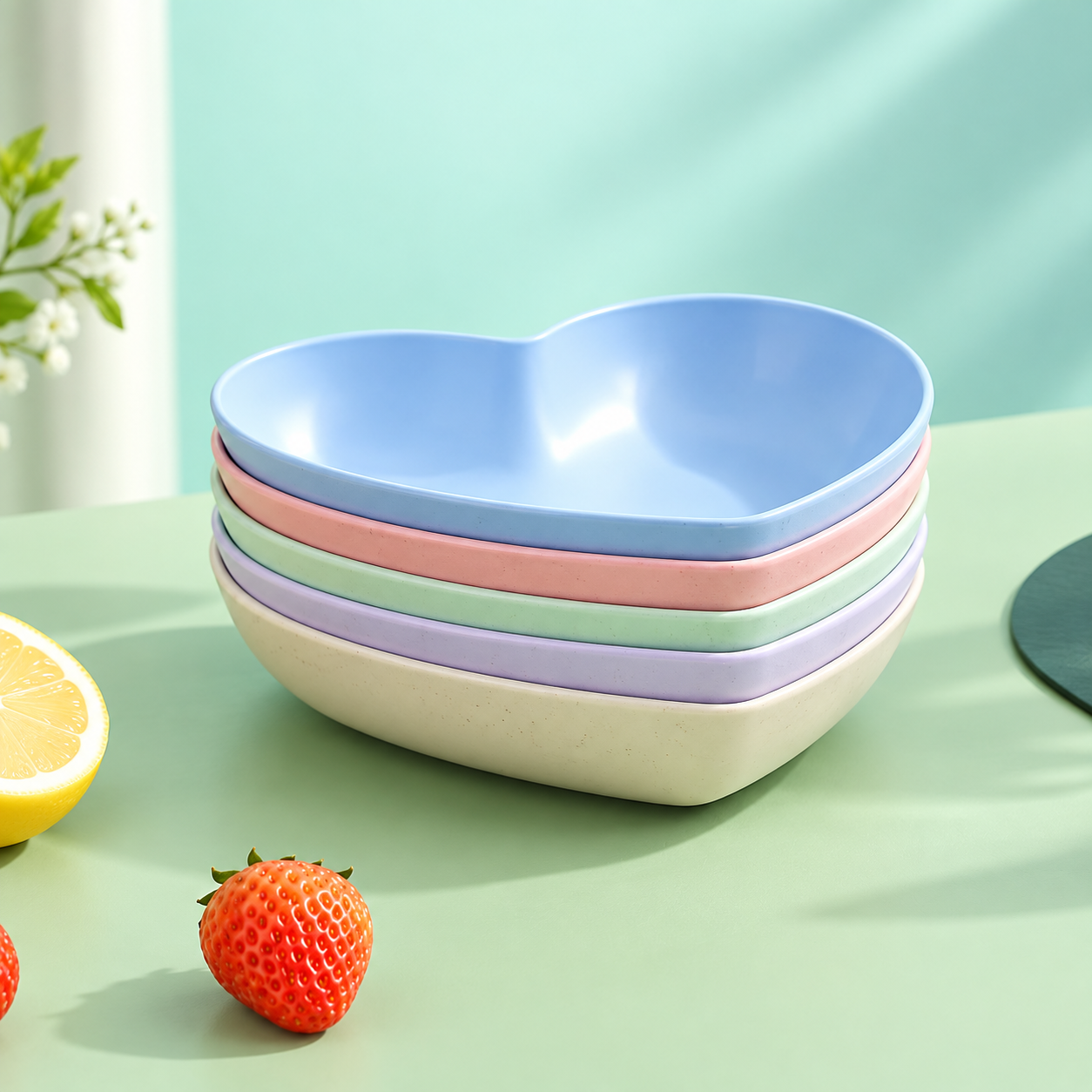 Heart Shape 10-Piece Plate Set with Holder – Serving & Snack Plate Set