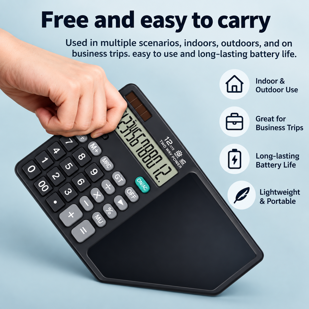Calculator with Writing Tablet – Portable 12-Digit LCD Calculator