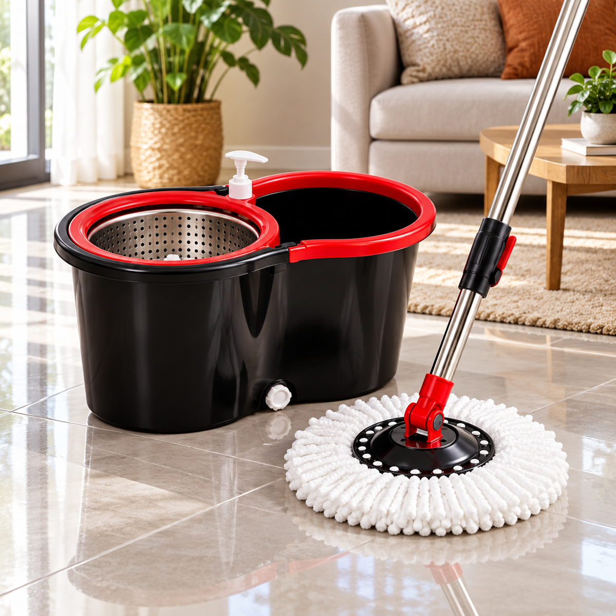 360° Spin Mop Bucket with Wringer – Floor Cleaning System