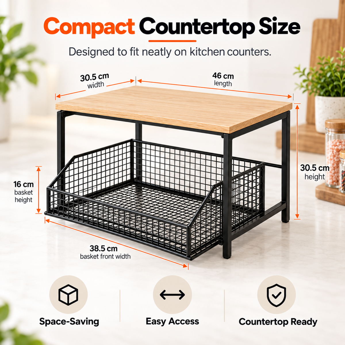 Matrix Sliding Kitchen Counter Organizer – Pull-Out Countertop Storage Rack