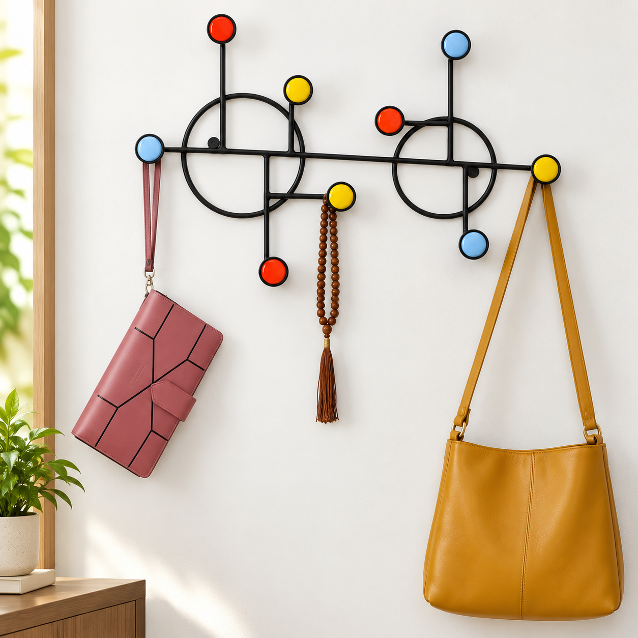 Nordic Style Wall Shelf with Hooks – Decorative Wall-Mounted Organizer