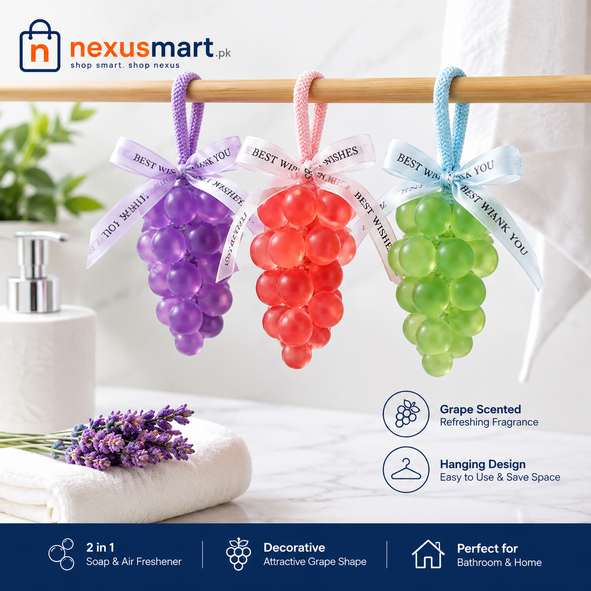 Grape Shaped Hanging Bath Soap – 2 in 1 Scented Soap & Air Freshener