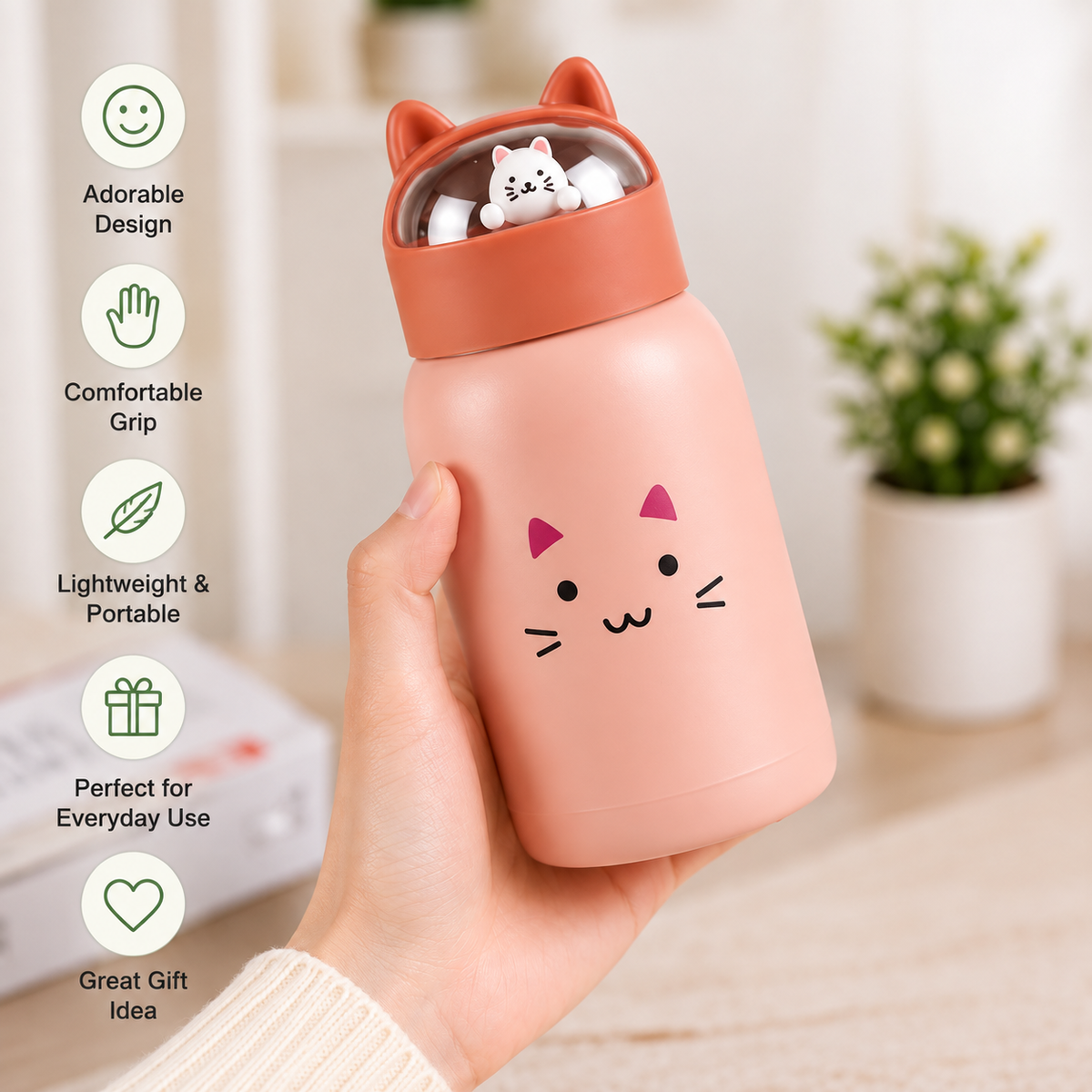 360ml Animal-Design Water Bottle – Cute Compact Reusable Bottle