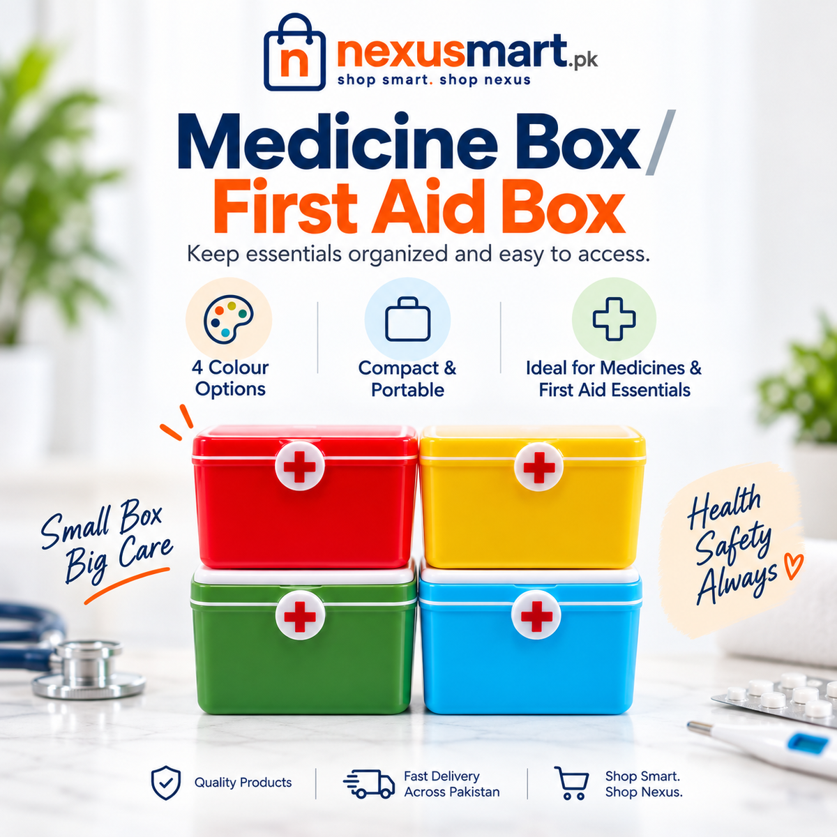 Medicine Box First Aid Organizer – Home Medical Storage Box