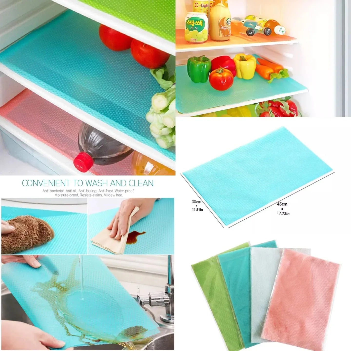 Antislip Fridge Mats – Pack of 4pcs Refrigerator Liners