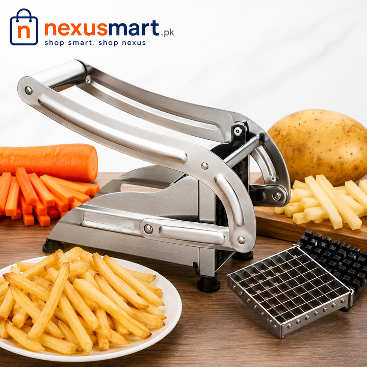 Stainless Steel French Fries Cutter – Manual Potato & Vegetable Strip Slicer