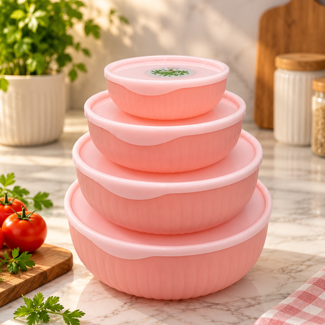 4-Piece Food Storage Bowl Set with Airtight Lids