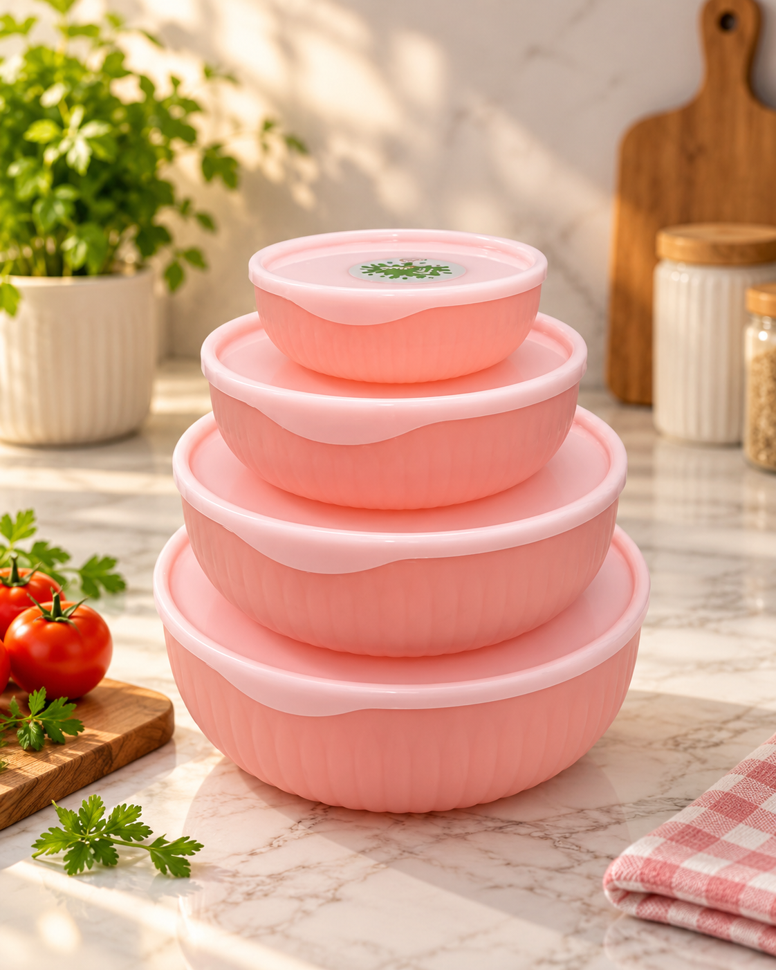 4-Piece Food Storage Bowl Set with Airtight Lids