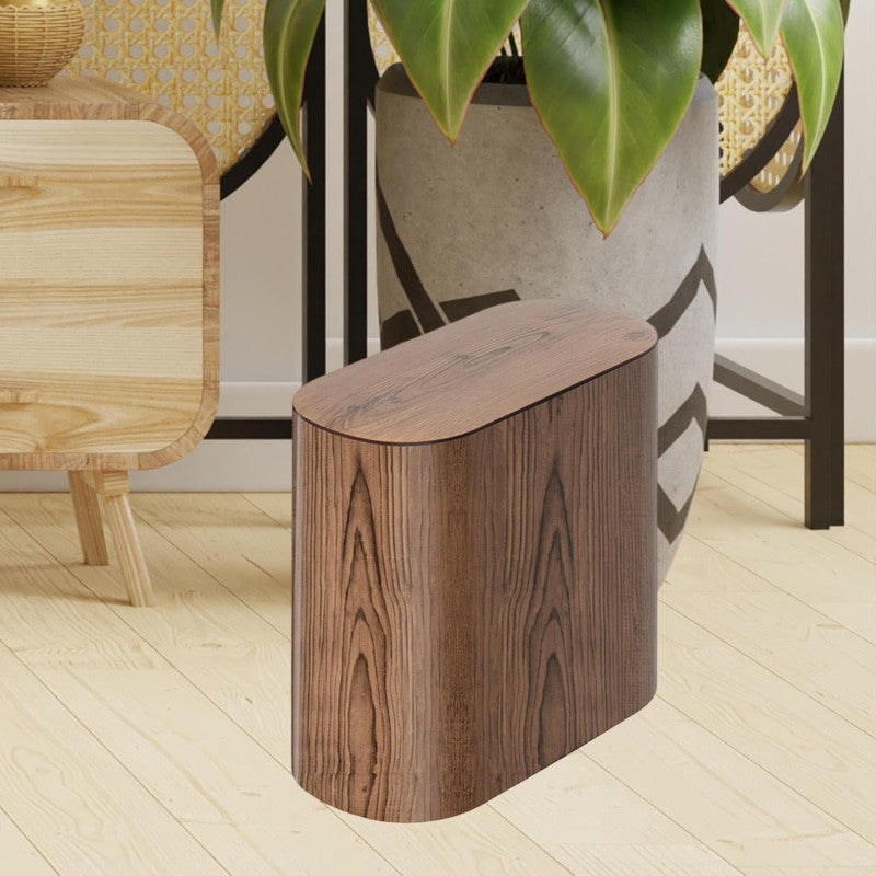 Bathroom Trash Can with Lid – Marble Wood Pattern Small Waste Basket