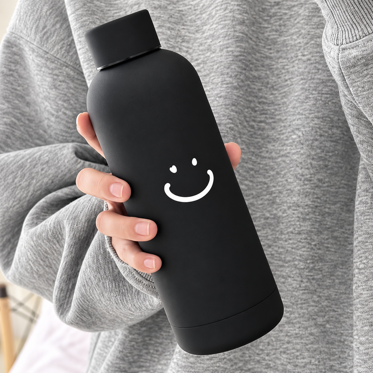 Smiley Glass Water Bottle – Cute Reusable Drinking Bottle