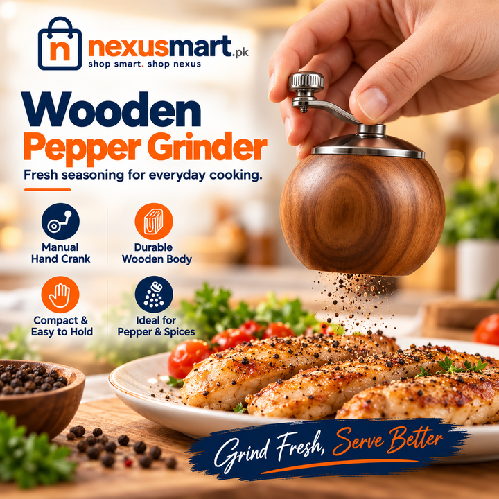 Wooden Pepper Grinder – Manual Kitchen Pepper & Spice Mill