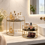Matrix Golden Vanity Duo – Decorative Vanity Organizer Set