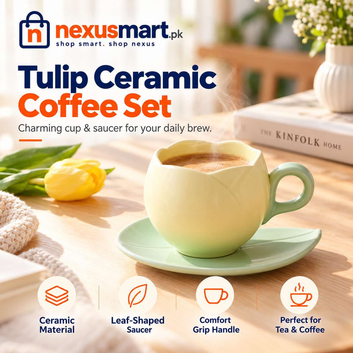 Ceramic Cup and Saucer Set – Tea & Coffee Serving Set