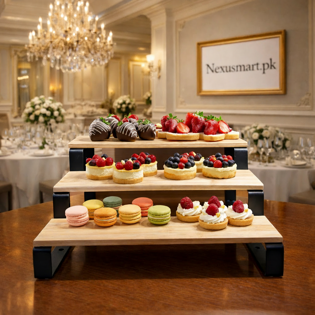 3-Tier Wooden Display & Serving Stand for Kitchen