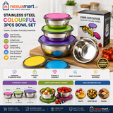 Stainless Steel Colourful 3-Piece Bowl Set with Lids – Food Storage Bowls