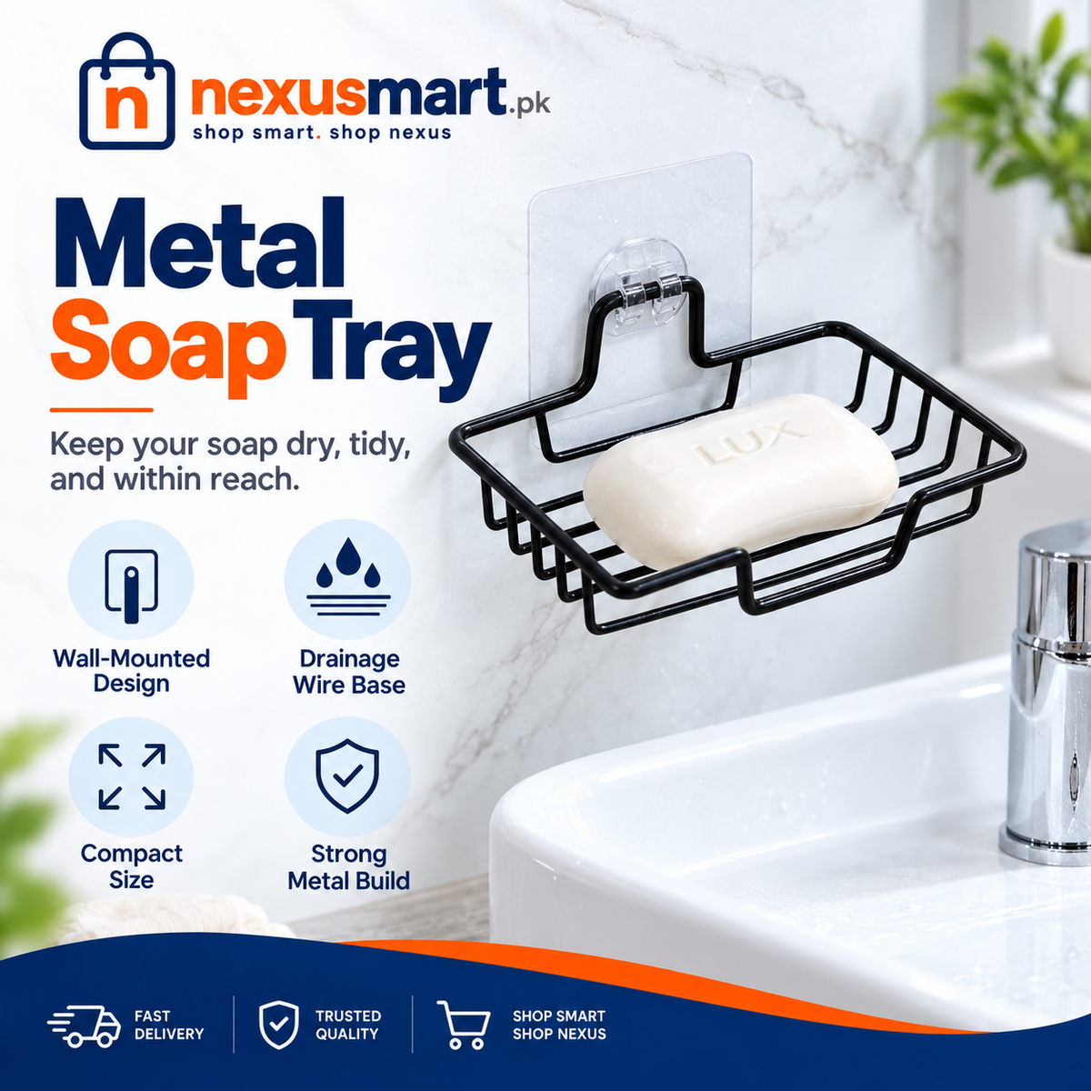 Metal Soap Tray – Bathroom & Sink Soap Holder