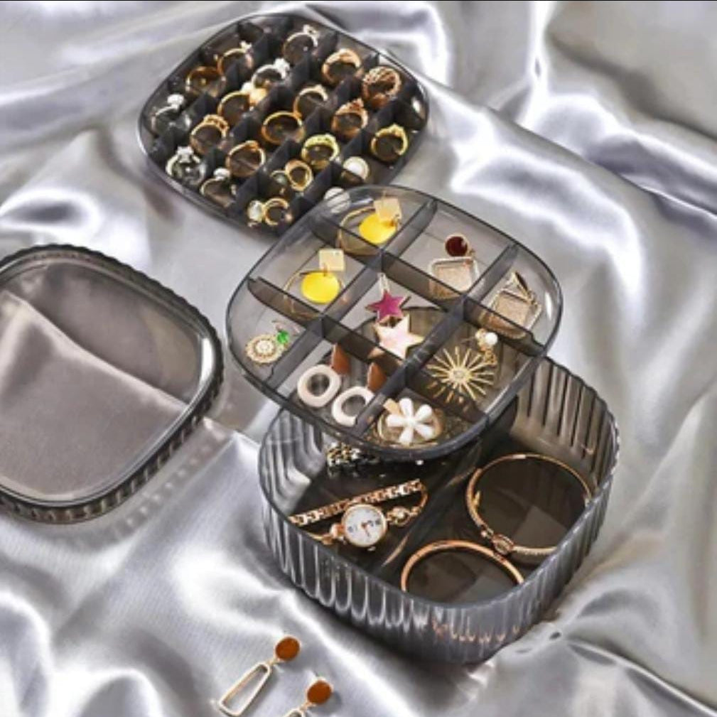 3-Layer Transparent Acrylic Jewellery Organizer – Square Storage Box