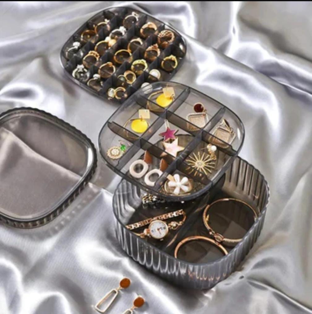 3-Layer Transparent Acrylic Jewellery Organizer – Square Storage Box